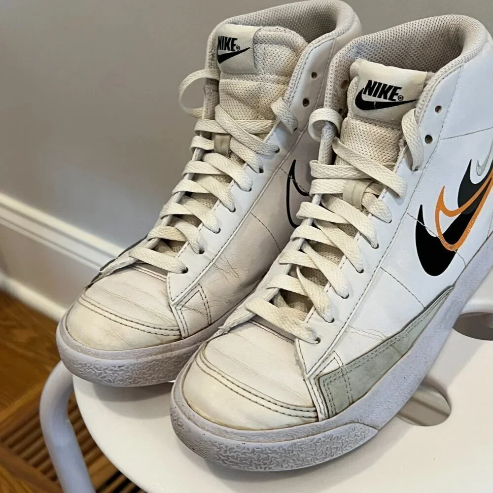 Nike Blazer Mid 77 Kids Size 5Y White‎ Good Multi Swoosh FN7788-100